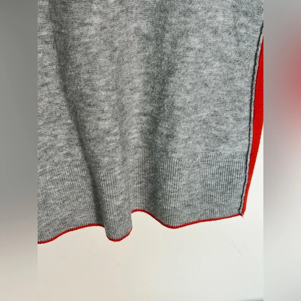 Maeve by Anthropologie Grey Red Side Stripe Mock Neck Fitted Sweater Size S - Picture 3 of 12